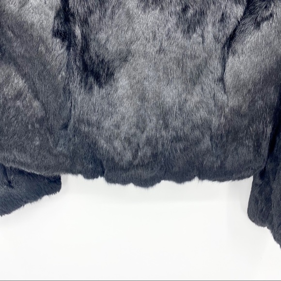 Vintage Cropped Black Rabbit Fur Coat Jacket M/L - Picture 10 of 16